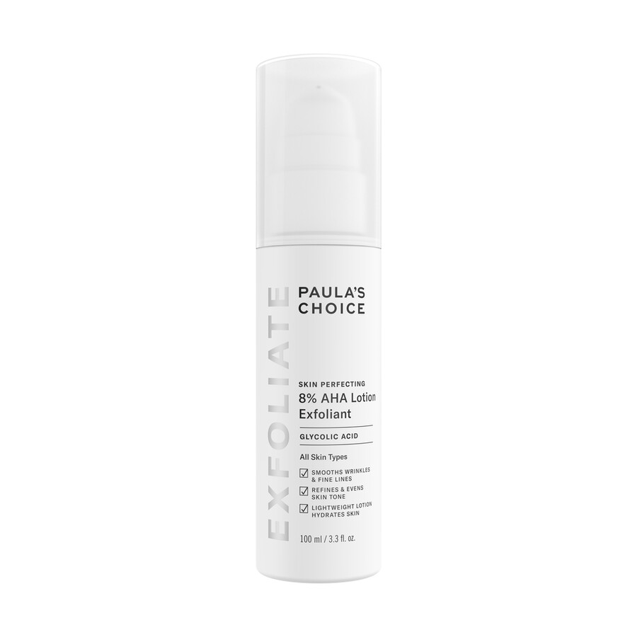 huidverfijnende lotion met 8 aha en exfoliant